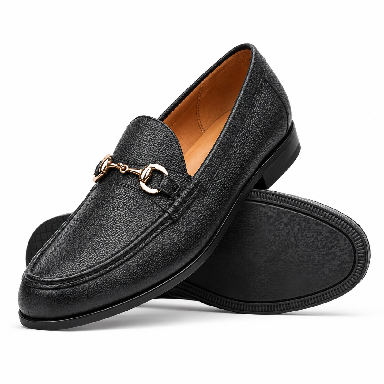 York Men's Black Pebble Grain Leather Loafer