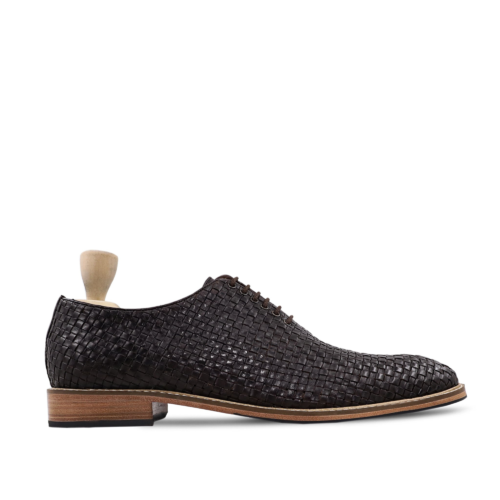 Kendal Men's Dark Brown Hand Woven Calf Leather Wholecut Shoes