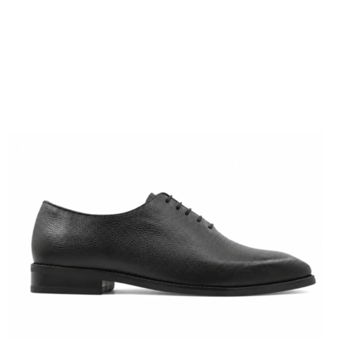 Montgomery Men's Black Pebble Grain Leather Wholecut Shoes