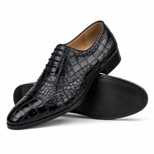 Whitmore Men's Black Crocodile Leather Oxford Shoes