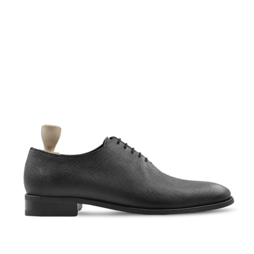 Ravenscourt Men's Black Pebble Grain Leather Wholecut Shoes