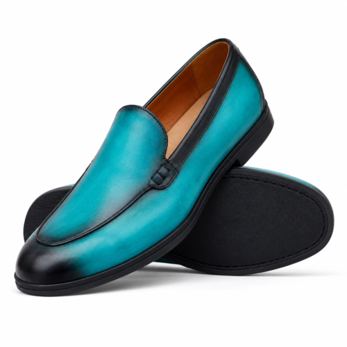 Clarendon Men's Turquoise Patina Calf Leather Loafer