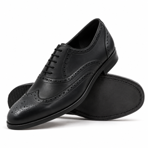 Wycliffe Men's Black Calf Leather Oxford Shoes