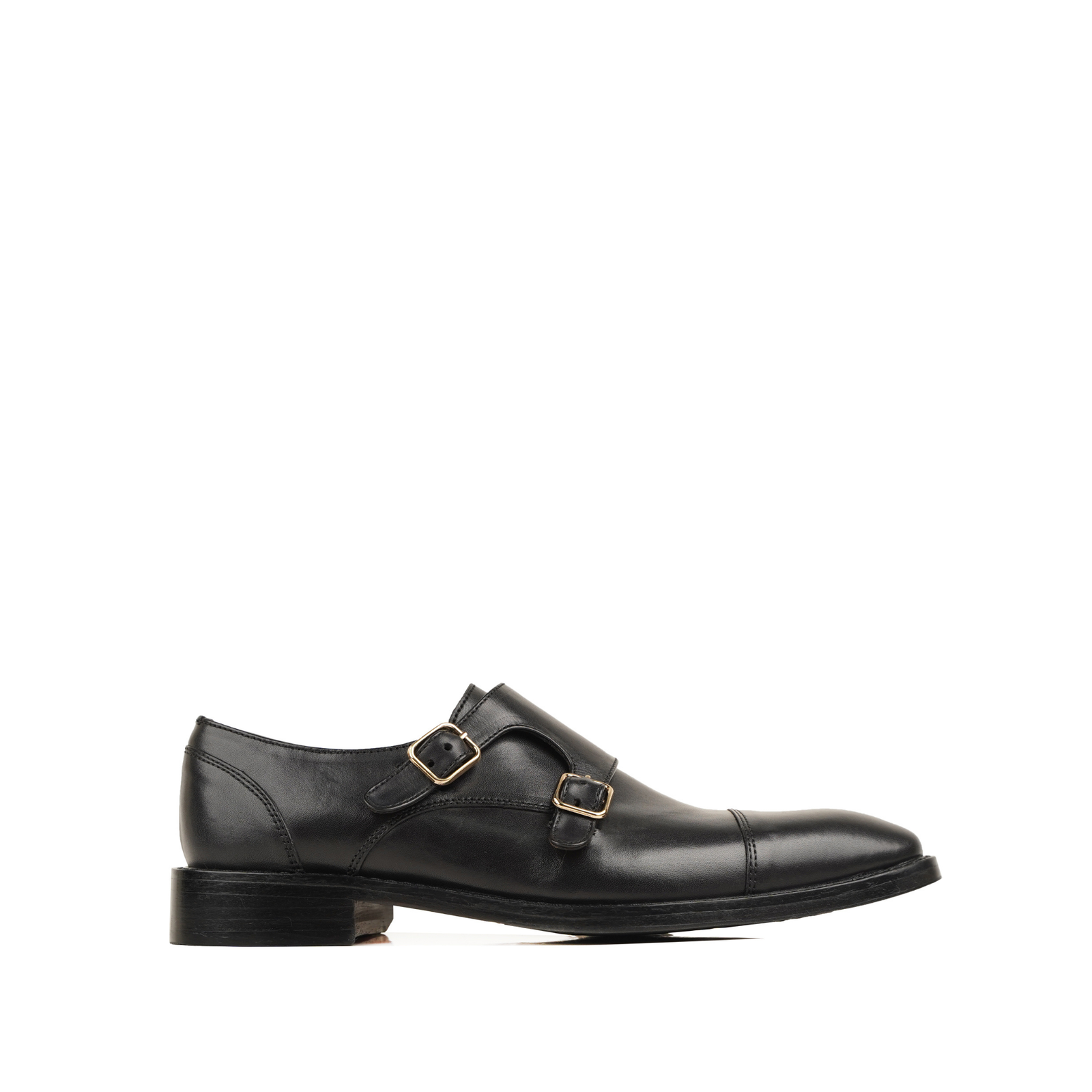 Wetherby Men's Black Calf Leather Double Monkstrap Shoes